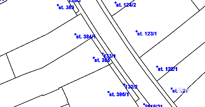 Parcela st. 133/1 v KÚ Lanžhot, Katastrální mapa