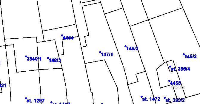 Parcela st. 147/1 v KÚ Lanžhot, Katastrální mapa