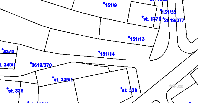 Parcela st. 151/14 v KÚ Lanžhot, Katastrální mapa
