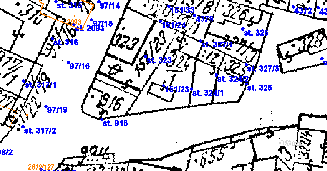 Parcela st. 151/23 v KÚ Lanžhot, Katastrální mapa