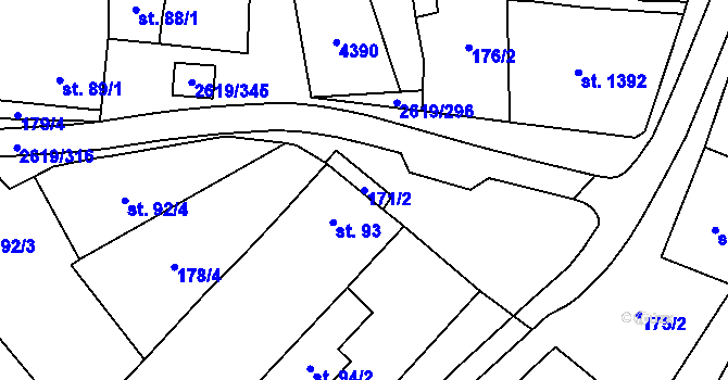 Parcela st. 171/2 v KÚ Lanžhot, Katastrální mapa
