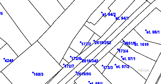 Parcela st. 172/2 v KÚ Lanžhot, Katastrální mapa