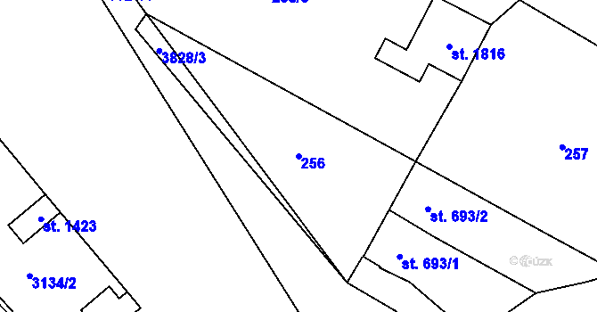 Parcela st. 256 v KÚ Lanžhot, Katastrální mapa