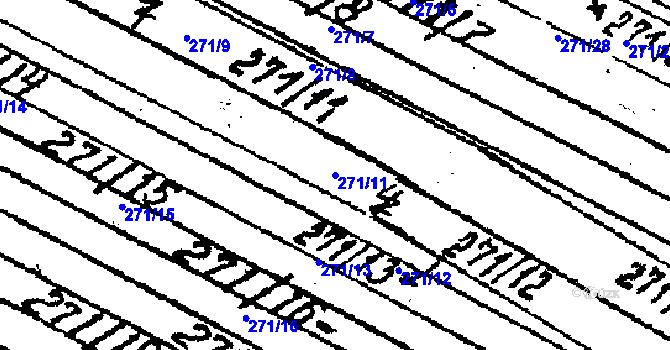 Parcela st. 271/11 v KÚ Lanžhot, Katastrální mapa