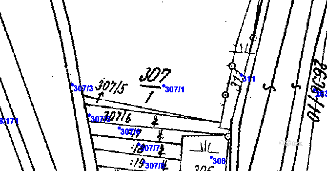 Parcela st. 307/1 v KÚ Lanžhot, Katastrální mapa