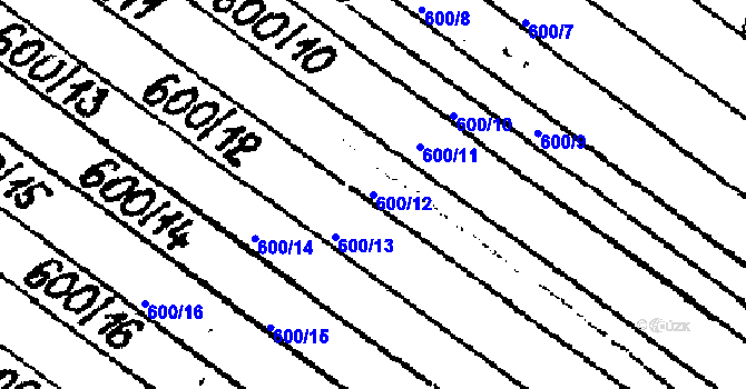 Parcela st. 600/12 v KÚ Lanžhot, Katastrální mapa