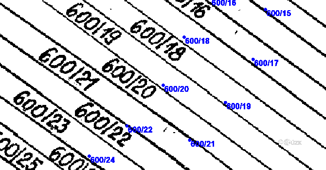 Parcela st. 600/20 v KÚ Lanžhot, Katastrální mapa