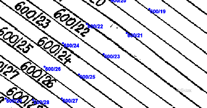 Parcela st. 600/23 v KÚ Lanžhot, Katastrální mapa