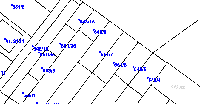 Parcela st. 651/7 v KÚ Lanžhot, Katastrální mapa
