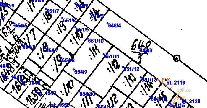 Parcela st. 651/11 v KÚ Lanžhot, Katastrální mapa