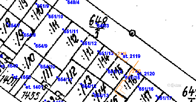 Parcela st. 651/13 v KÚ Lanžhot, Katastrální mapa