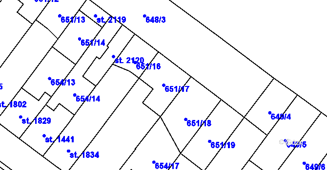 Parcela st. 651/17 v KÚ Lanžhot, Katastrální mapa