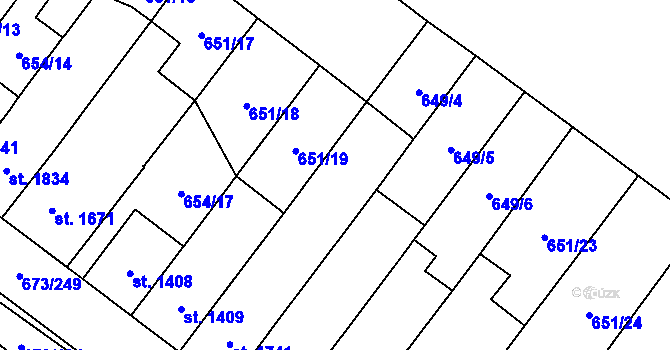 Parcela st. 651/20 v KÚ Lanžhot, Katastrální mapa