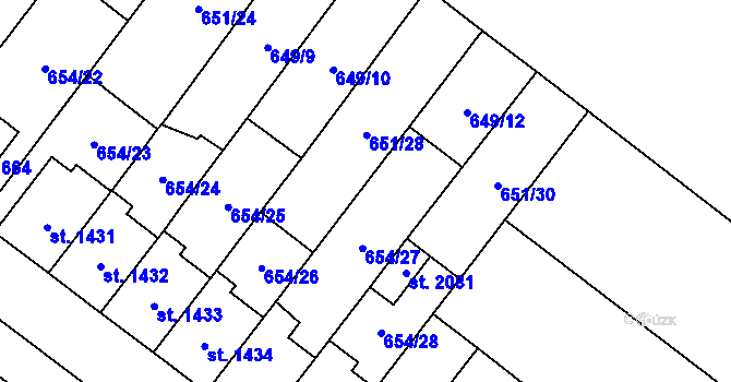 Parcela st. 651/29 v KÚ Lanžhot, Katastrální mapa