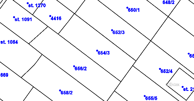Parcela st. 654/3 v KÚ Lanžhot, Katastrální mapa