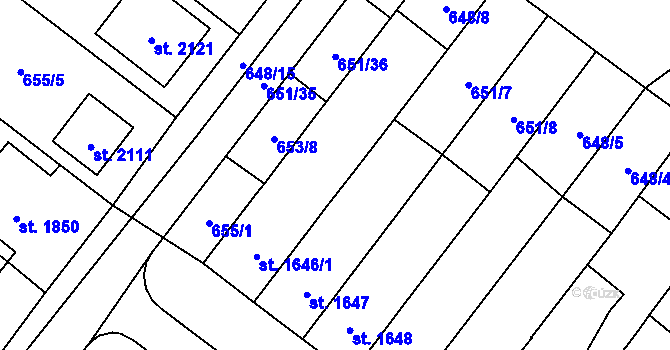 Parcela st. 654/5 v KÚ Lanžhot, Katastrální mapa