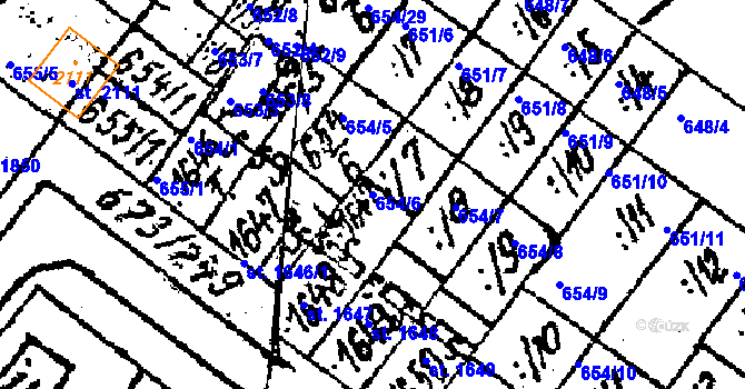 Parcela st. 654/6 v KÚ Lanžhot, Katastrální mapa