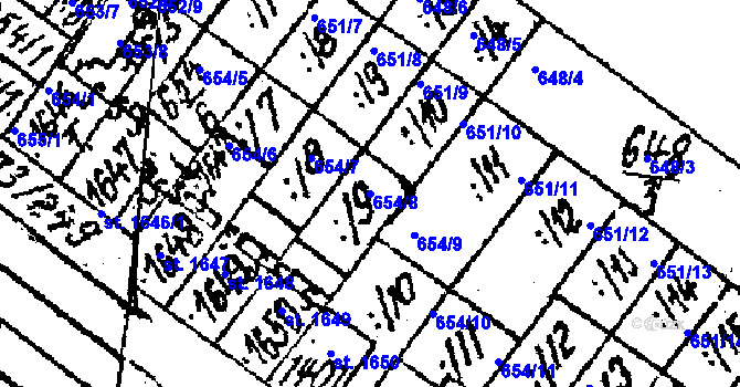 Parcela st. 654/8 v KÚ Lanžhot, Katastrální mapa