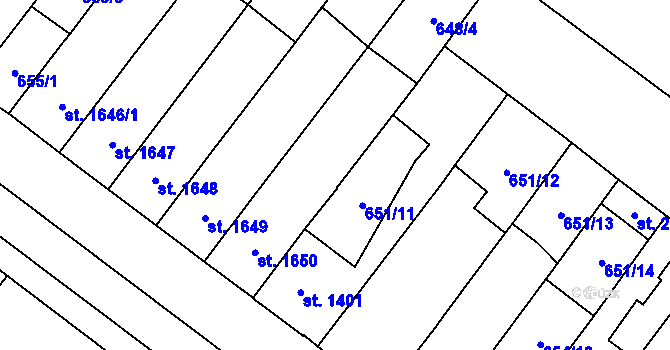 Parcela st. 654/9 v KÚ Lanžhot, Katastrální mapa
