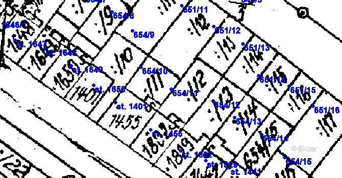 Parcela st. 654/11 v KÚ Lanžhot, Katastrální mapa