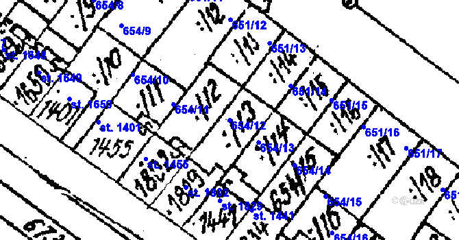 Parcela st. 654/12 v KÚ Lanžhot, Katastrální mapa