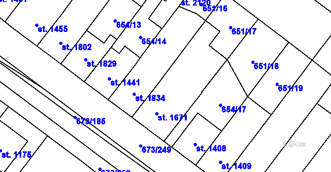 Parcela st. 654/16 v KÚ Lanžhot, Katastrální mapa