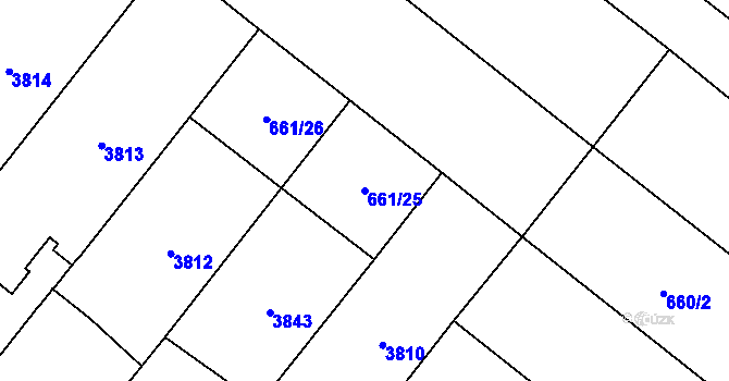 Parcela st. 661/25 v KÚ Lanžhot, Katastrální mapa