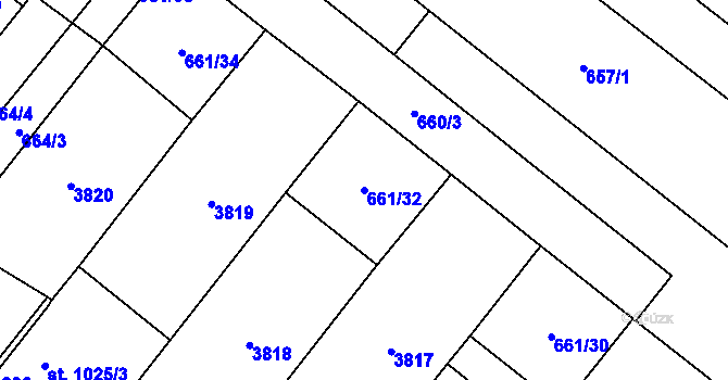 Parcela st. 661/32 v KÚ Lanžhot, Katastrální mapa