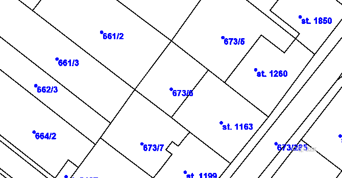 Parcela st. 673/6 v KÚ Lanžhot, Katastrální mapa