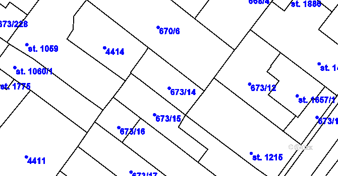 Parcela st. 673/14 v KÚ Lanžhot, Katastrální mapa