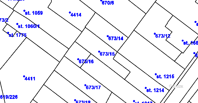 Parcela st. 673/15 v KÚ Lanžhot, Katastrální mapa