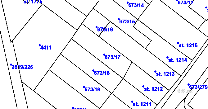 Parcela st. 673/17 v KÚ Lanžhot, Katastrální mapa