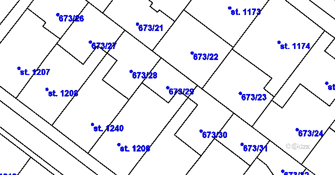 Parcela st. 673/29 v KÚ Lanžhot, Katastrální mapa
