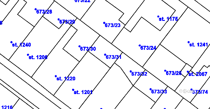 Parcela st. 673/31 v KÚ Lanžhot, Katastrální mapa