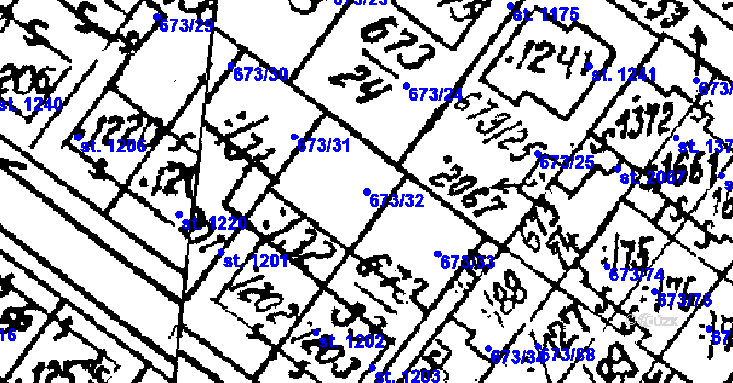 Parcela st. 673/32 v KÚ Lanžhot, Katastrální mapa