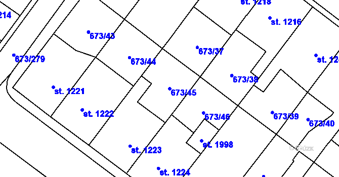 Parcela st. 673/45 v KÚ Lanžhot, Katastrální mapa