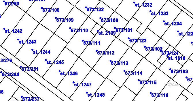 Parcela st. 673/112 v KÚ Lanžhot, Katastrální mapa