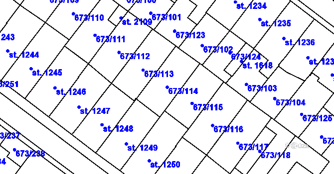 Parcela st. 673/114 v KÚ Lanžhot, Katastrální mapa