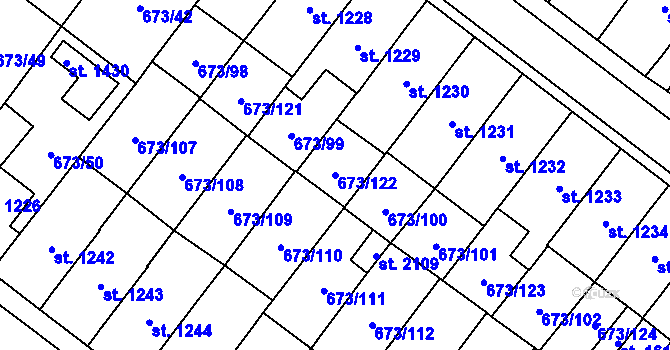 Parcela st. 673/122 v KÚ Lanžhot, Katastrální mapa