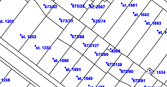 Parcela st. 673/127 v KÚ Lanžhot, Katastrální mapa