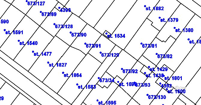 Parcela st. 673/129 v KÚ Lanžhot, Katastrální mapa