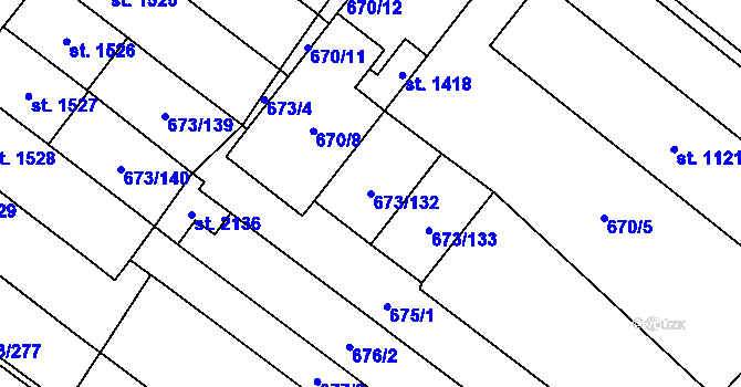 Parcela st. 673/132 v KÚ Lanžhot, Katastrální mapa