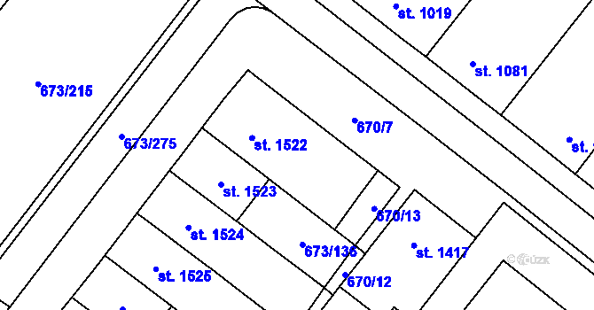 Parcela st. 673/135 v KÚ Lanžhot, Katastrální mapa