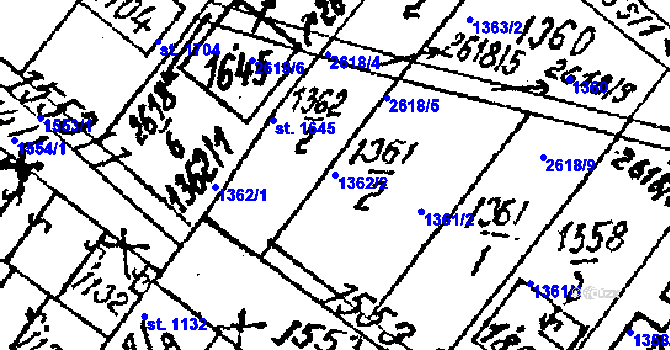 Parcela st. 1362/2 v KÚ Lanžhot, Katastrální mapa
