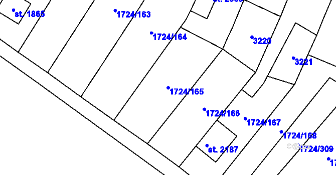 Parcela st. 1724/165 v KÚ Lanžhot, Katastrální mapa