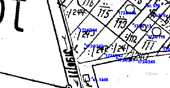 Parcela st. 1724/243 v KÚ Lanžhot, Katastrální mapa