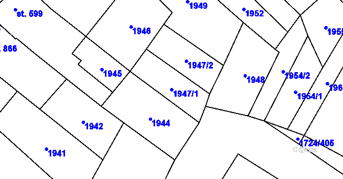 Parcela st. 1947/1 v KÚ Lanžhot, Katastrální mapa
