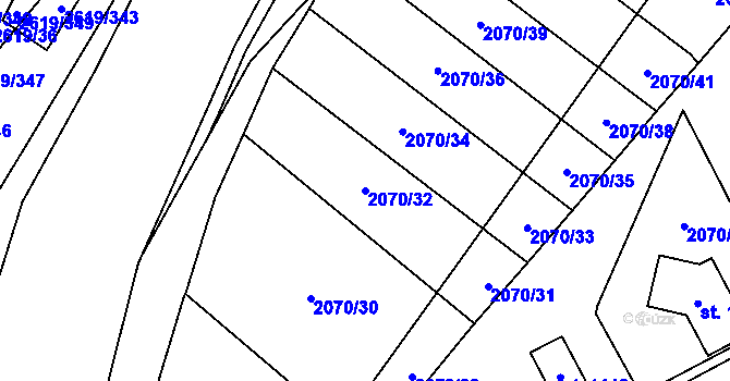 Parcela st. 2070/32 v KÚ Lanžhot, Katastrální mapa