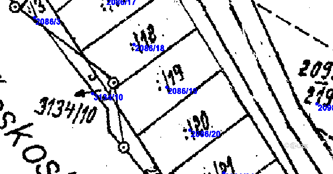 Parcela st. 2086/19 v KÚ Lanžhot, Katastrální mapa