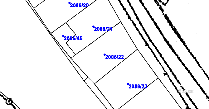 Parcela st. 2086/22 v KÚ Lanžhot, Katastrální mapa